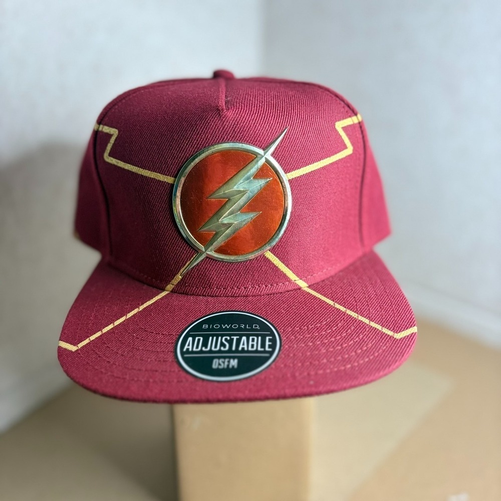 Flash Snapback Hat DC Comics Red Adjustable Cap Lightning Logo